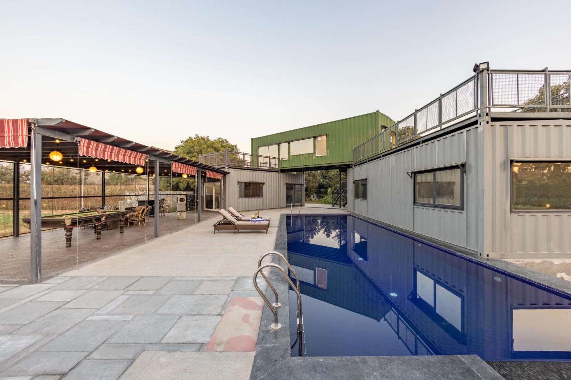 Villa Elivaas Hidden Oasis 4Bhk With Pool, Mud House & Container House Dhauj Exterior foto