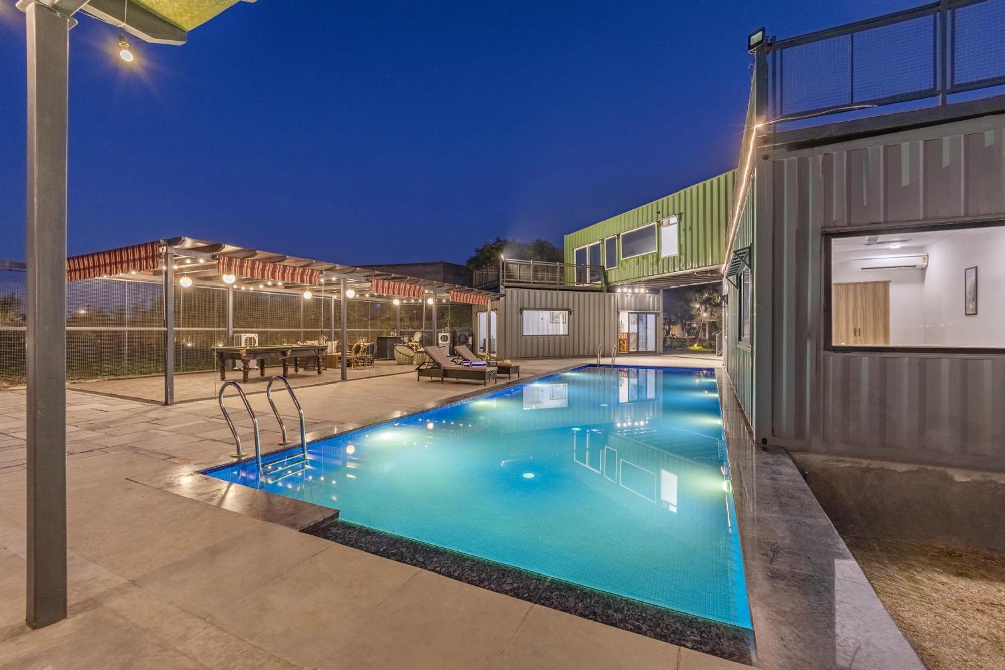 Villa Elivaas Hidden Oasis 4Bhk With Pool, Mud House & Container House Dhauj Exterior foto